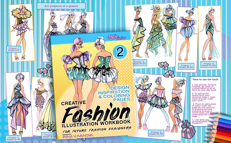 fashion illustration for beginners, fashion art book, creative activity book for girls,