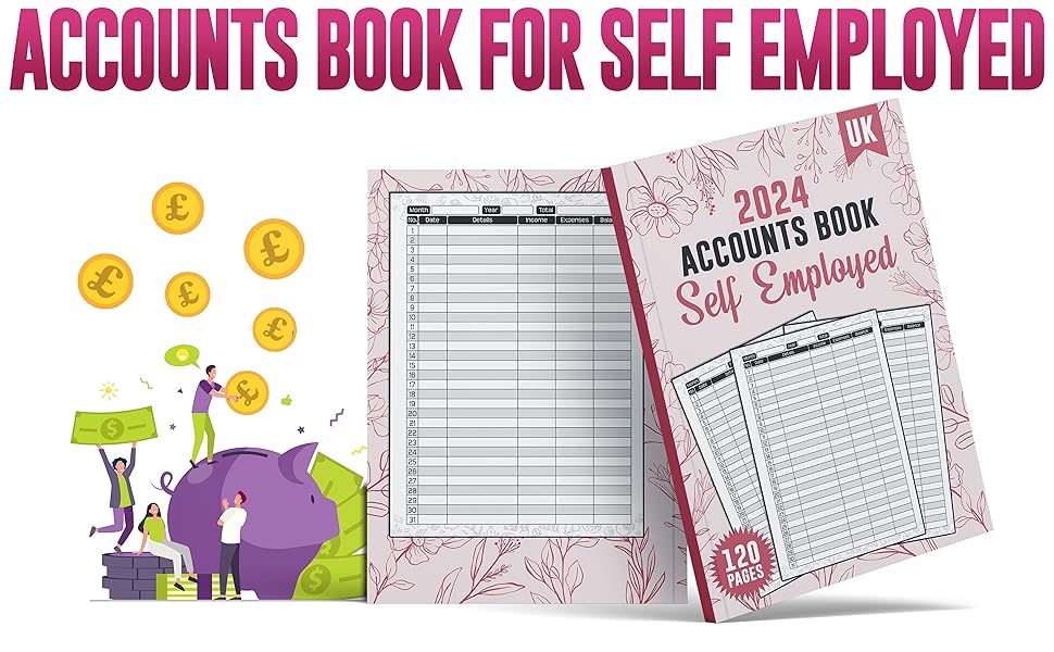 Accounts Book for Self Employed UK Large Simple and Outgoing Ledger Book for