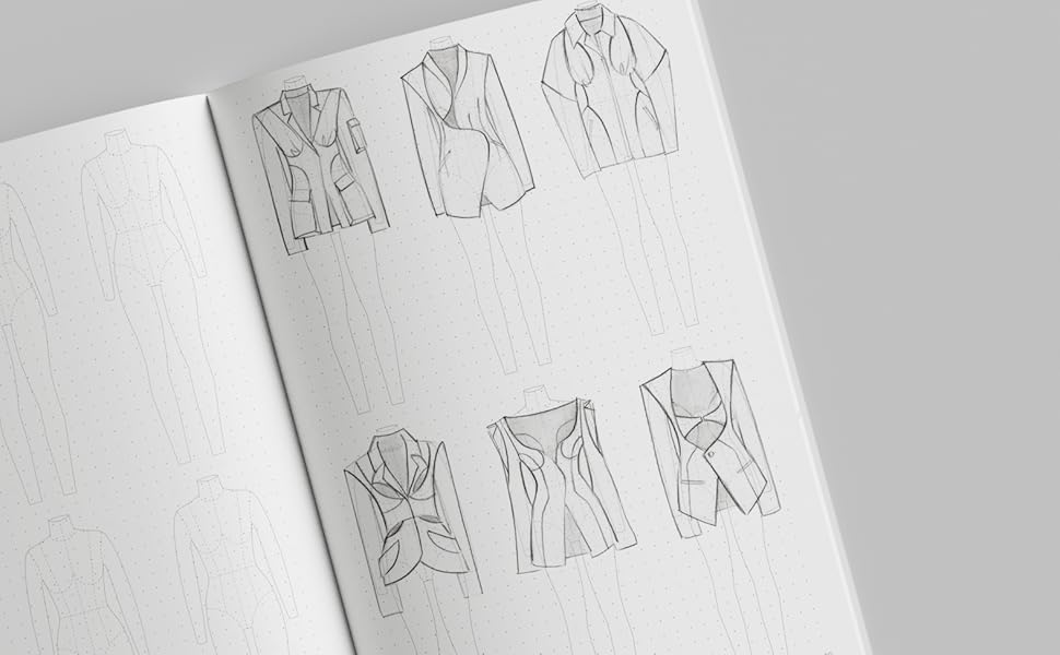 sketches on croquis figure template in workbook