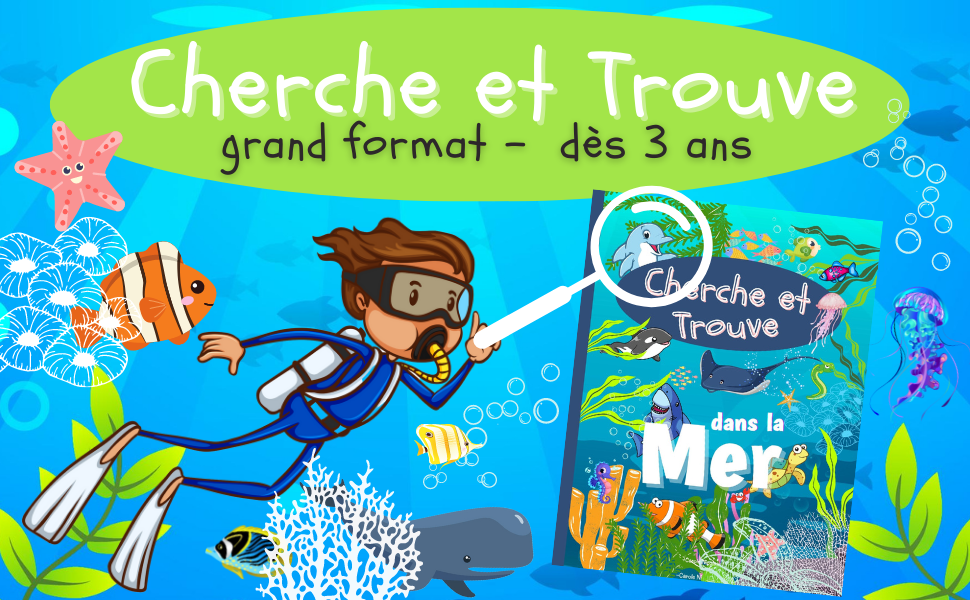 Cherche et Trouve dans la Mer Cachés dans la mer l'océan enfant activité ludique cahier de vacances