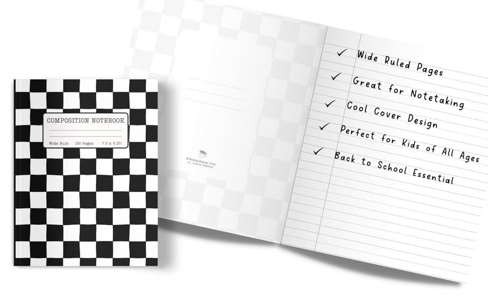 Composition Notebook Wide Ruled Black and White Notebook