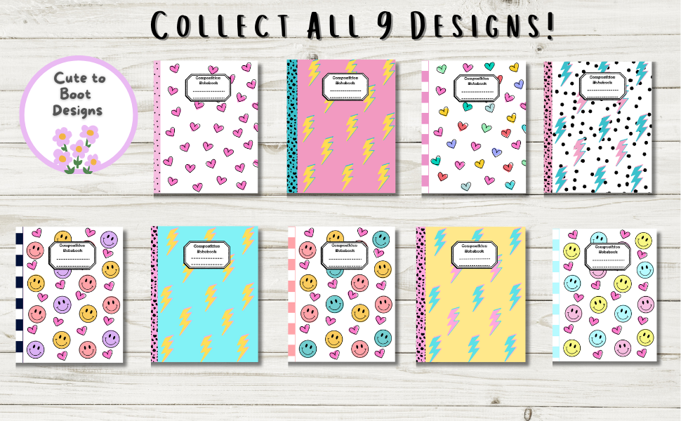 Cute Multicolored Hearts Composition Notebook Preppy Stuff