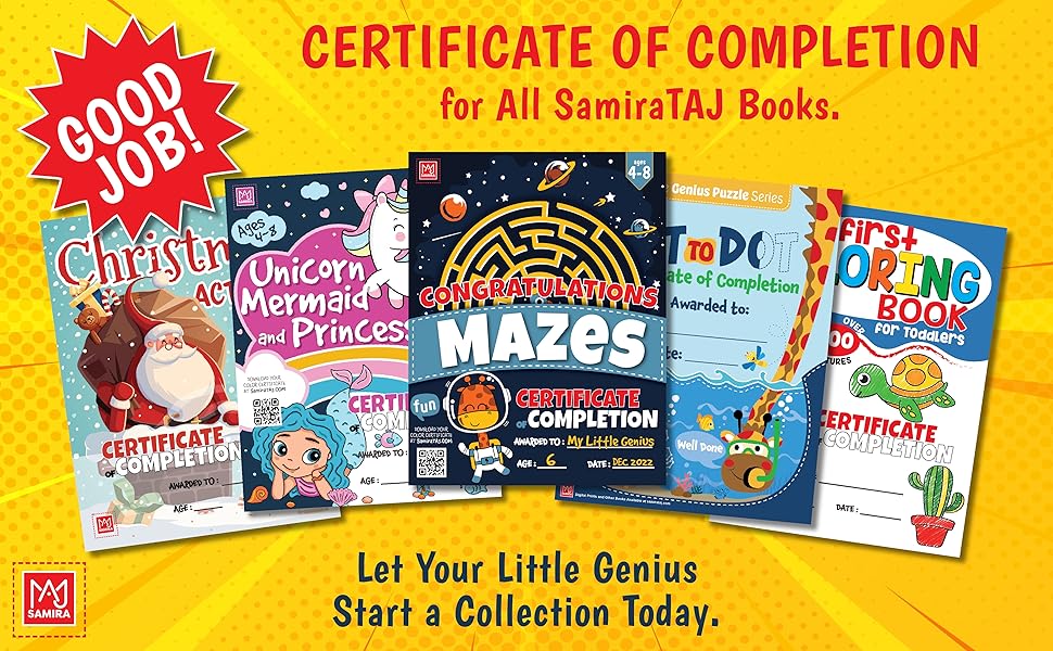 Full Color Certificates from 5 select Samira TAJ Books