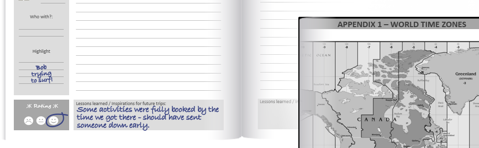 trip planner travel journal canada time zones