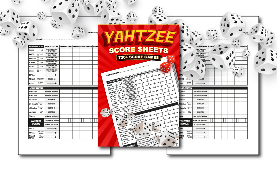 Yahtzee Score Sheets 6 x 9 Small Size Yahtzee Score Pads 720+ Score