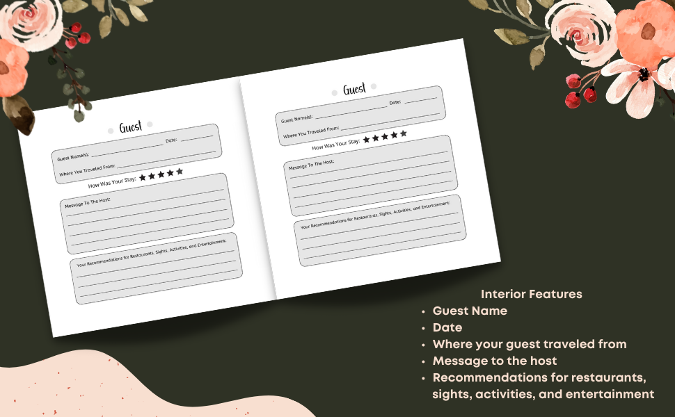 Guest Book For Airbnb, Vacation Rental, Guest House, and Country Home Rental: Ru... 7 page layout for guest book