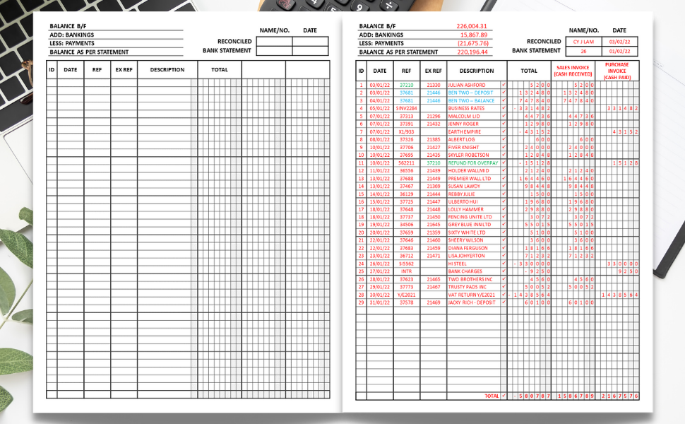 3 Column Ledger Book Monthly and Weekly Accounting Ledger Book for Bookkeeping for Small