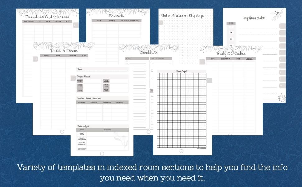 Samples of interior pages of Make a House a Home Planner