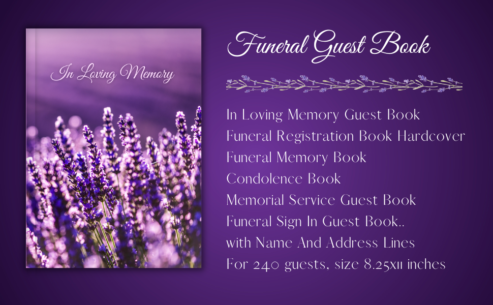 Funeral Guest Book Lavender In Loving Memory Guest Book For Funeral