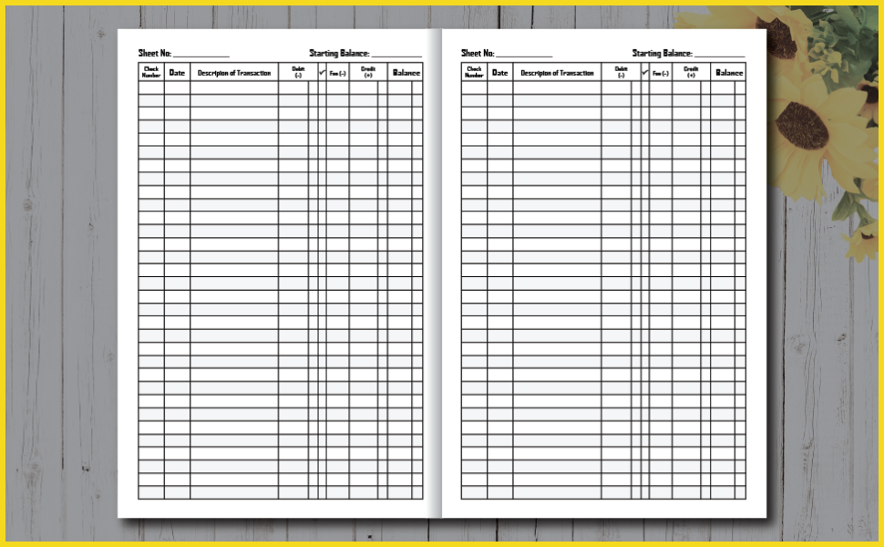 Checking Account Register Book Checkbook Ledger