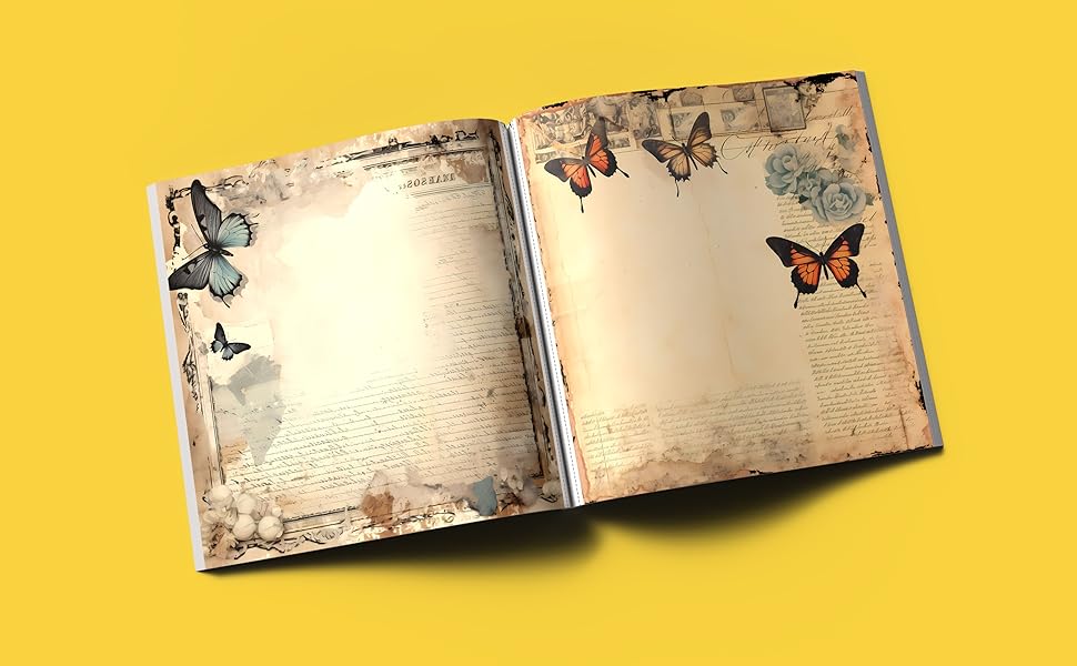 Vintage Butterfly Scrapbook Paper: Double Sided 8 x 8