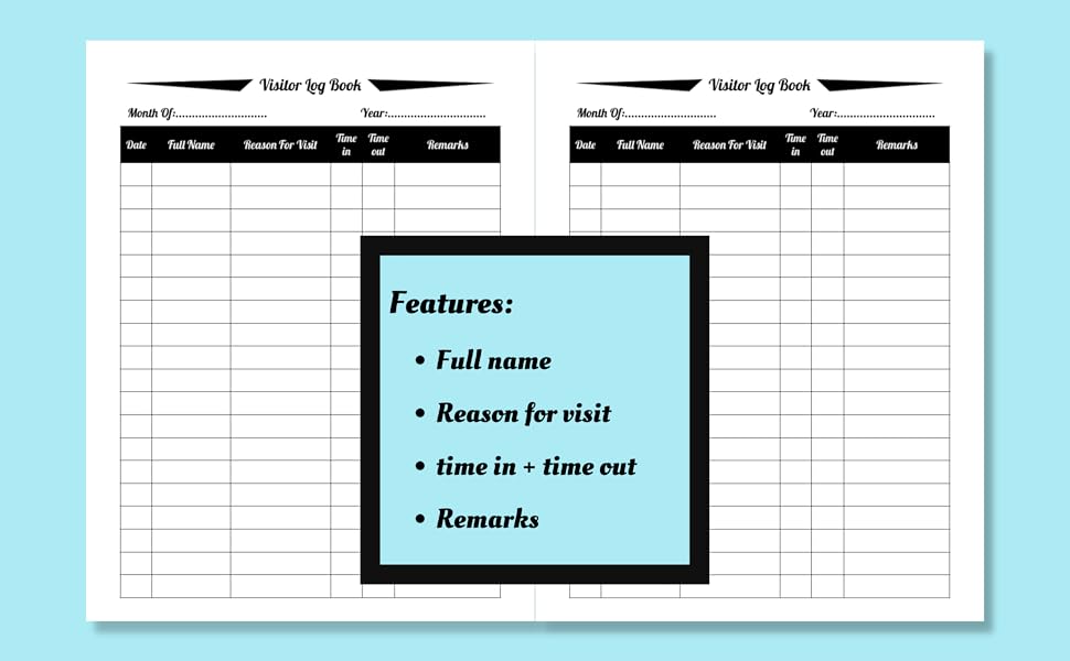 Visitor Log Book Visitors SignIn And Out Logbook For Business, office