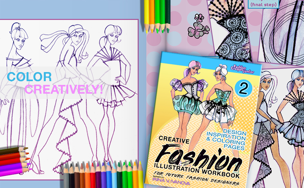fashion activity book for girls, fashion coloring book , creative activity book for girls
