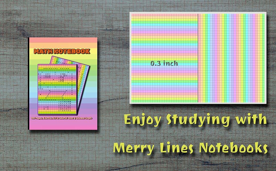 Math Notebook Composition Notebook with Colorful Rows