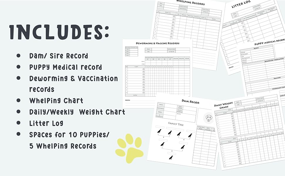 Puppy Whelping Charts Log Book Whelping Chronicles Breeder's Log Book