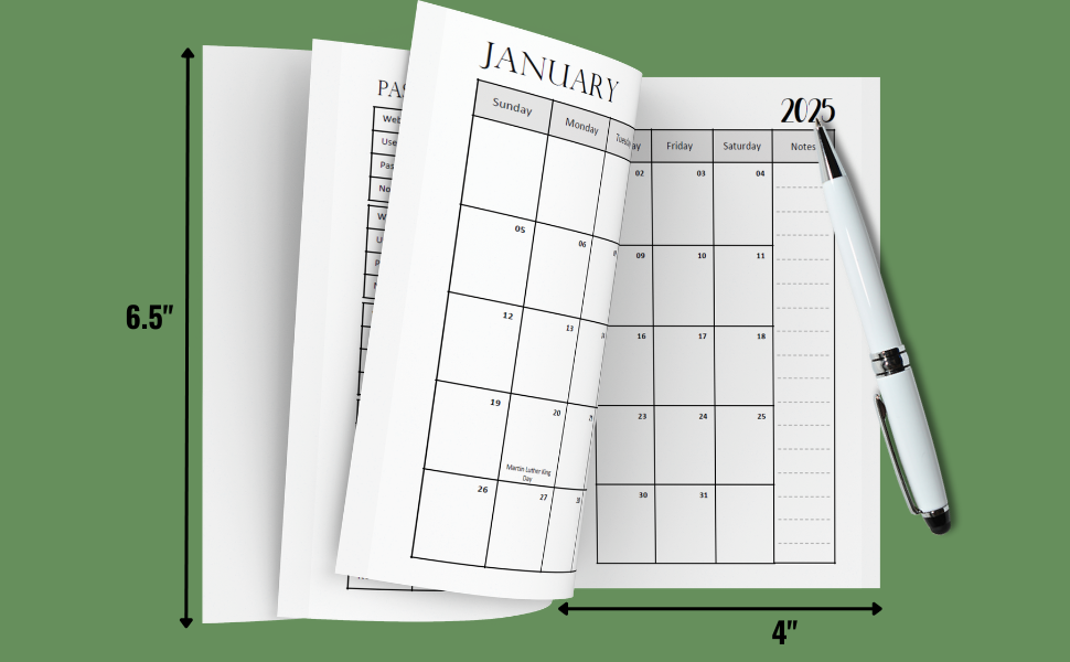 Pocket Planner 2025 1 Year Monthly Small Organiser