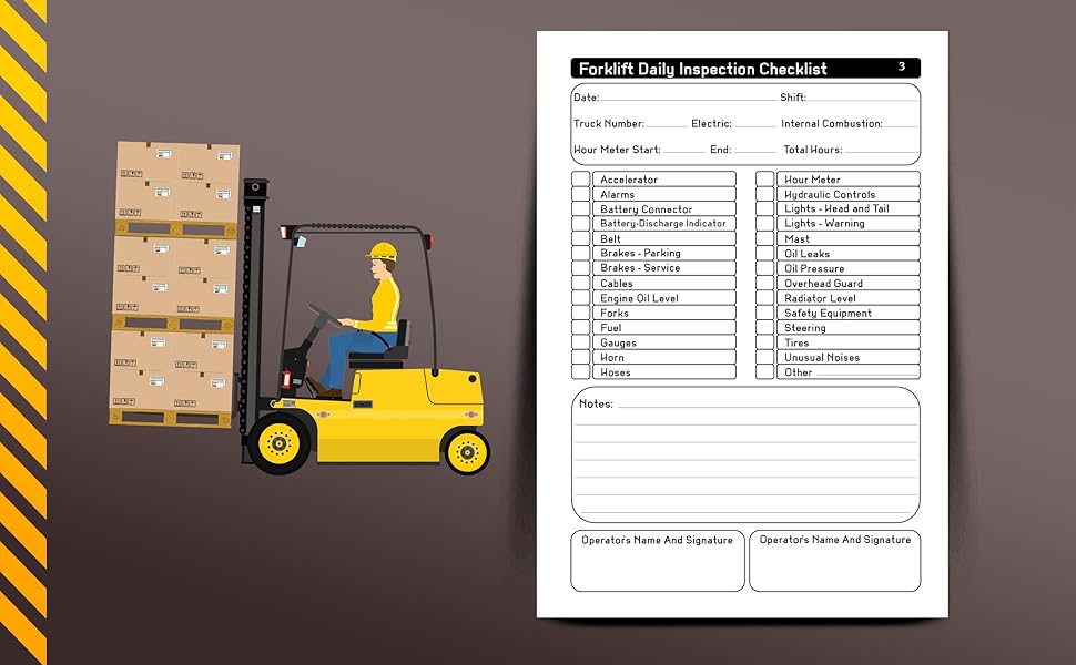 Forklift Daily Inspection Checklist Log Book Forklift Log Book with