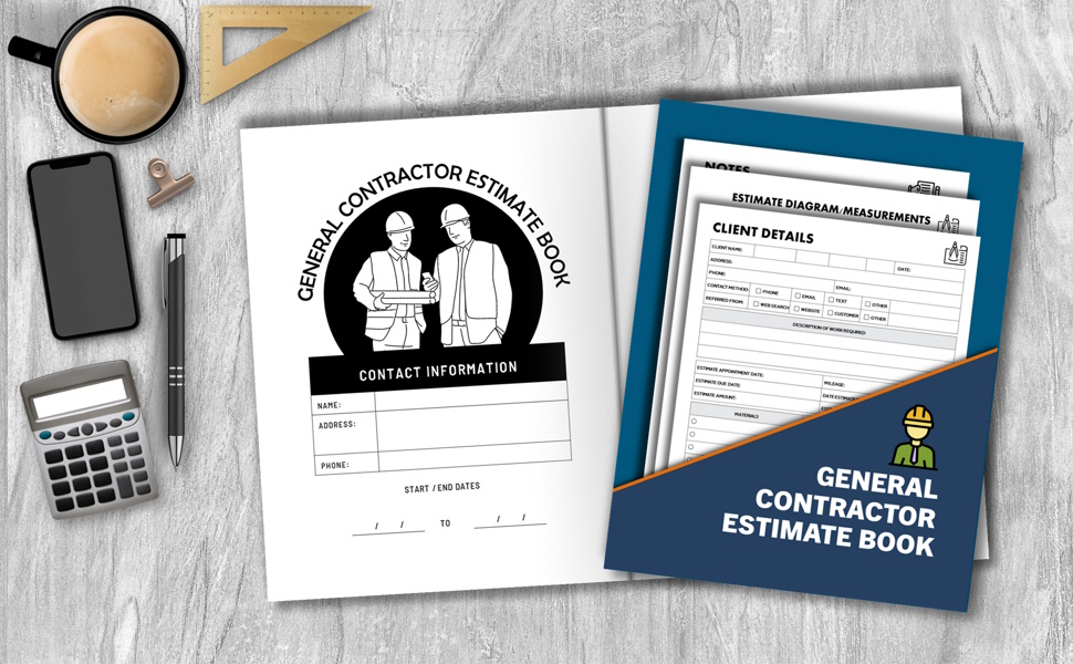 General Contractor Estimate Book Log book with YearataGlance