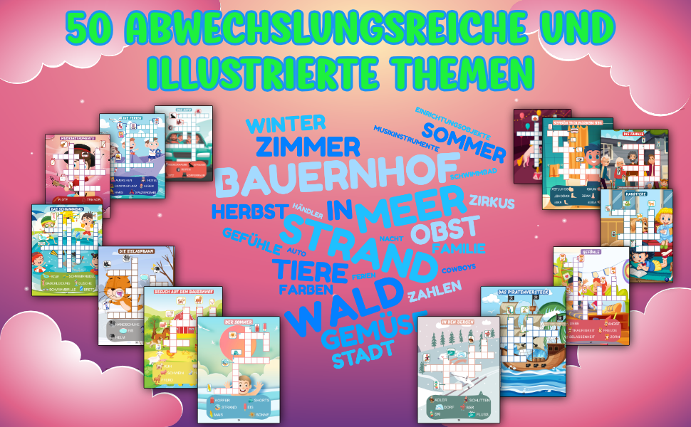 Meine ersten kreuzworträtsel für kinder 5 - 6 jahre: 50 spielerische
