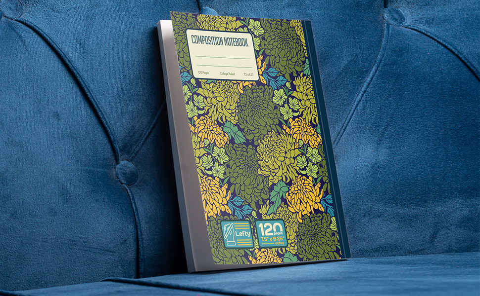 LeftHanded Composition Notebook the book's spine on the "Right