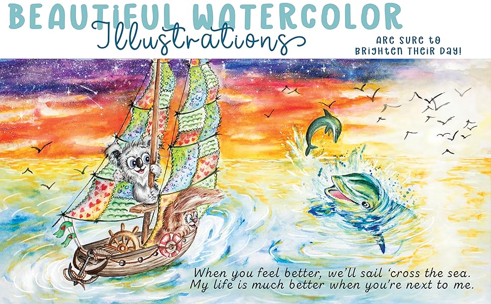 Beautiful watercolor illustrations are sure to brighten their day