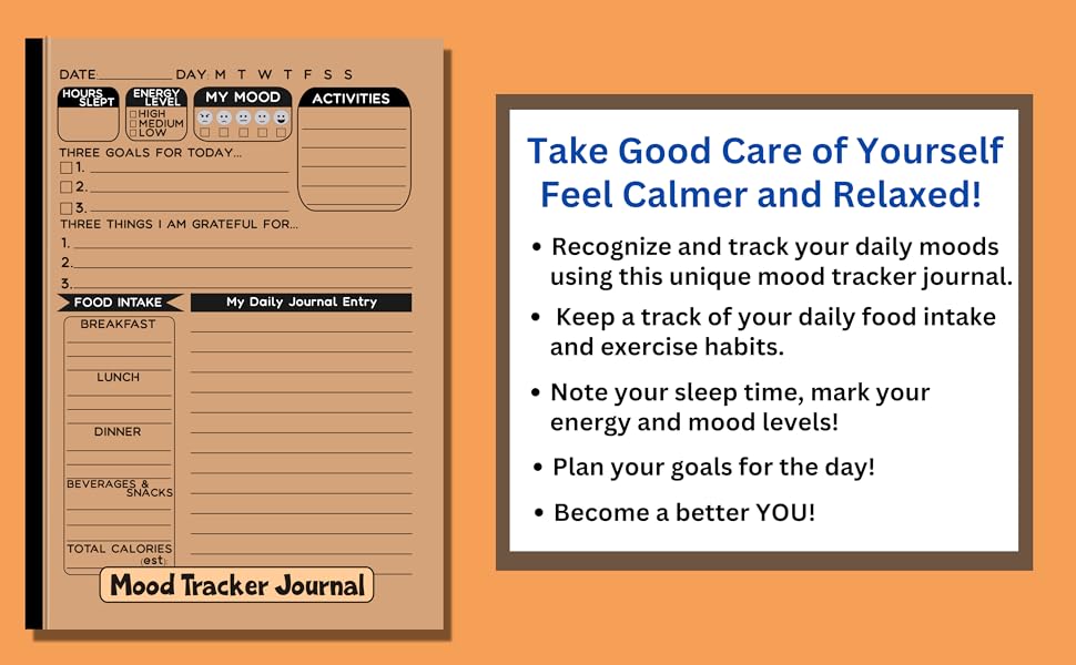 Daily Mood Tracker Journal, Track Healthy Eating Habits Cover and Book Details