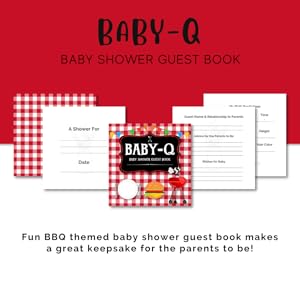 Baby-Q Baby Shower Guest Book Red White Gingham Cookout Picnic Theme