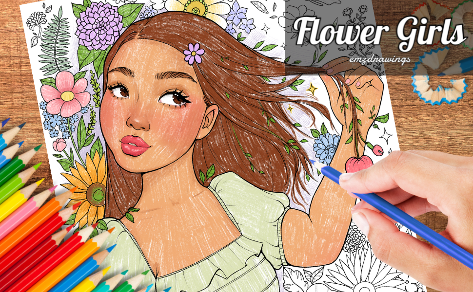 Flower Girls Volume 2 Coloring Book For Adults and Teens Featuring