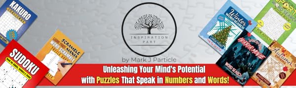 GREY-ISH BACKGROUND, LOGO IN THE CENTER WITH BOOK COVERS ON THE SIDE