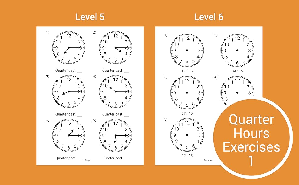 Telling Time Workbook Grade 1 Analog Clock Practice Sheets for Kids Ages 67 Hours, Half