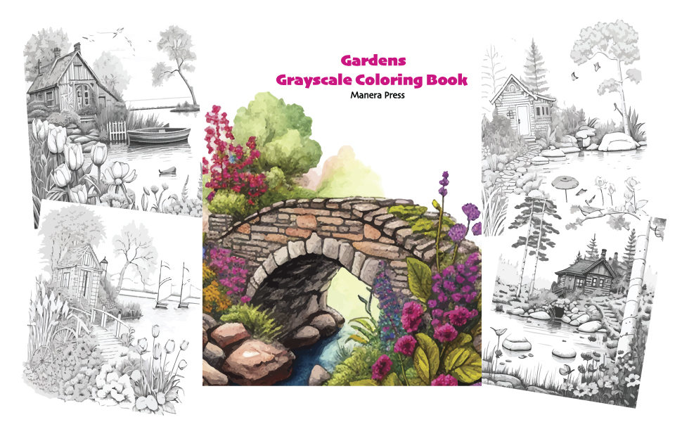 Amazon.com: Gardens Grayscale Coloring Book: 9798386995577: Press