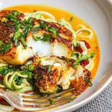 Cod with Creamy Zoodles