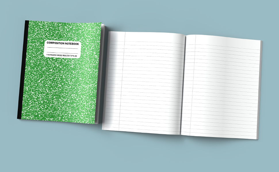 Green Composition Notebook Wide Ruled Marble Composition