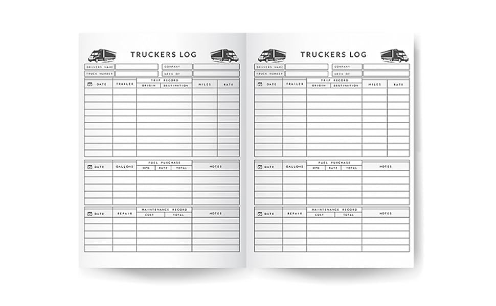 Truckers Logbook Truckers Log Book with Fuel Tracker