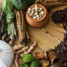 Image of various herbs on a table