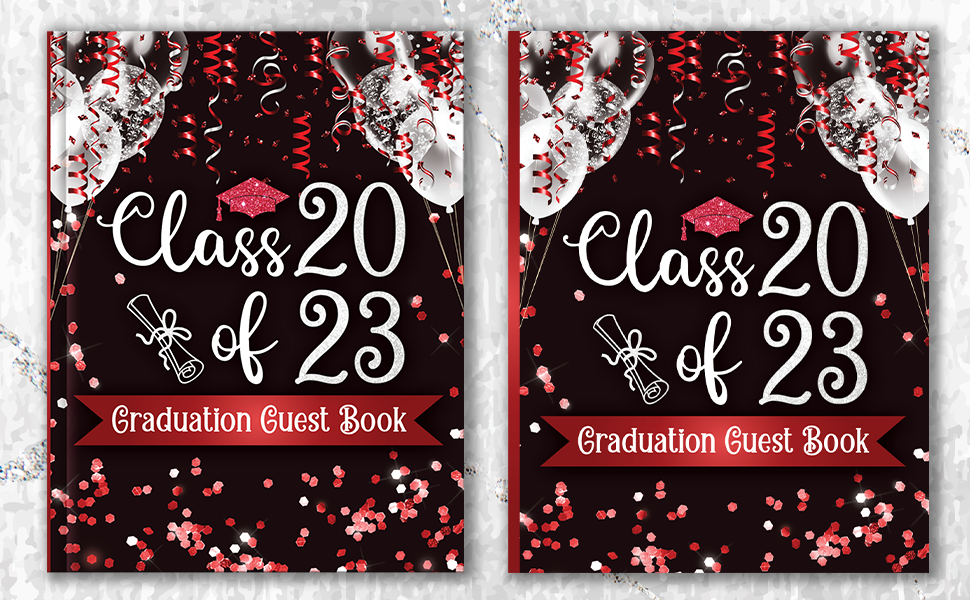 Graduation Guest Book 2023 Red & Black SignIn Book for Graduation