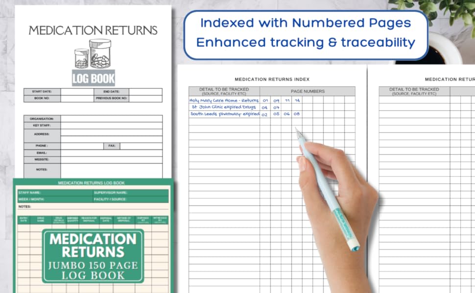 Medication Returns Log Book 150 Page Returned Drugs Book For