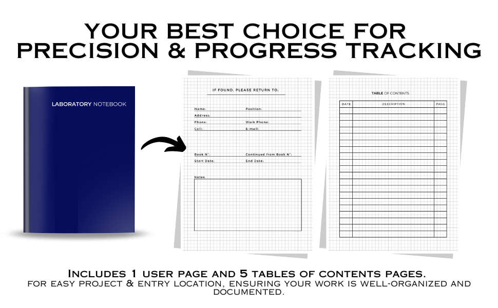 Laboratory Notebook Large Student Lab Book, 8.5x11 Inch, 5x5 Quad