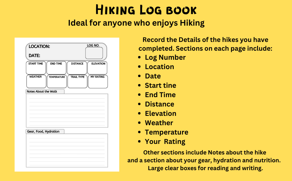 Hiking Log Book Journal For Recording Your Hiking Adventures, With
