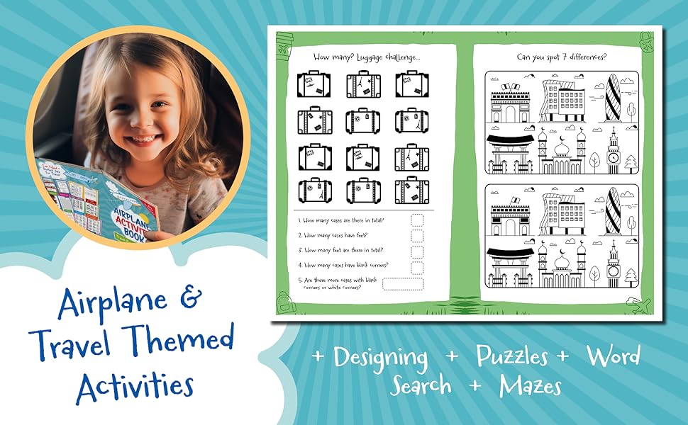 Airplane Kids Travel Activity Book - Young Travellers Child