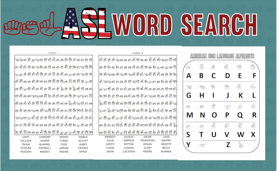 ASL Word Search American Sign Language: +100 Fingerspelling Puzzles ...