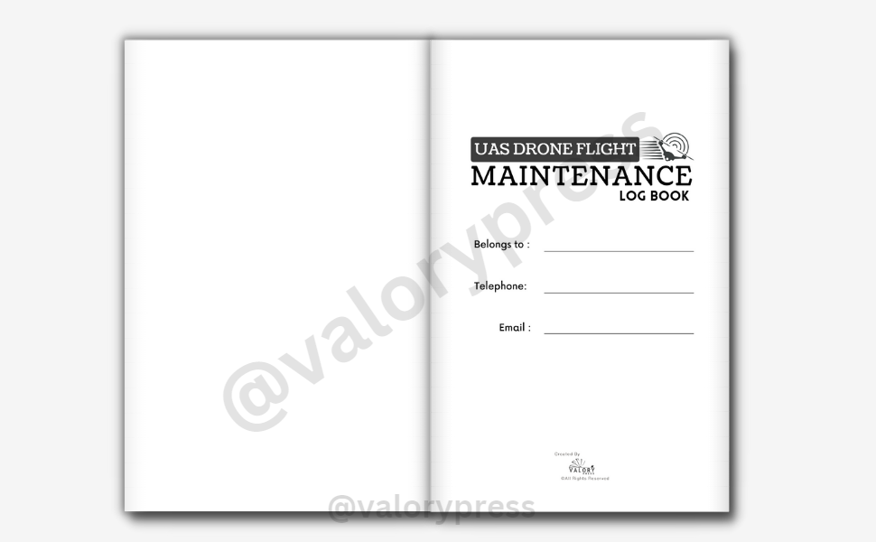 UAS Drone Flight Maintenance Log Book Drone Flight Log Book, Repair