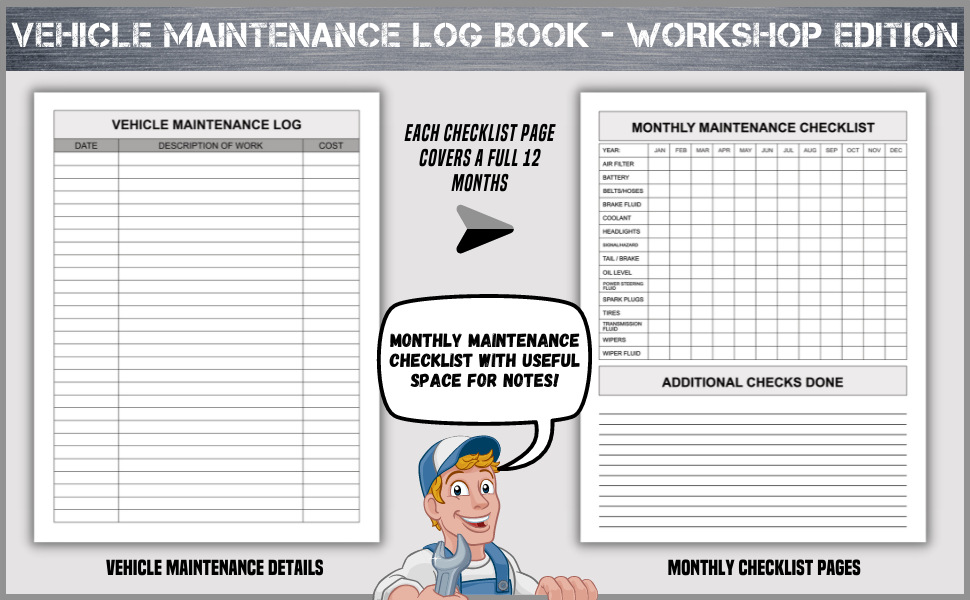 Auto Vehicle Maintenance Log Book Maintenance & Service Record Book