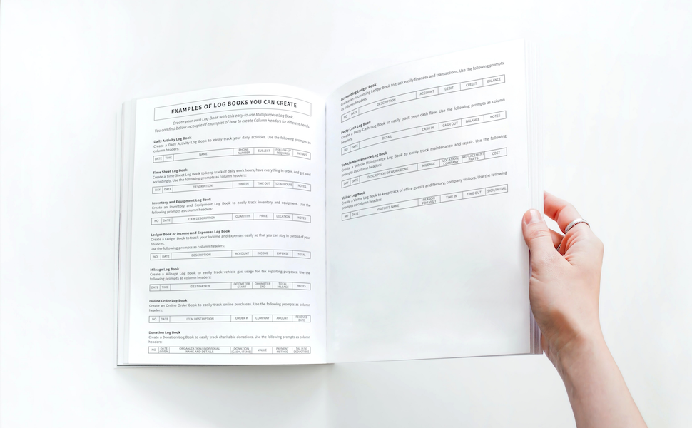 Log Book Small Multipurpose with 7 Columns to Track Daily