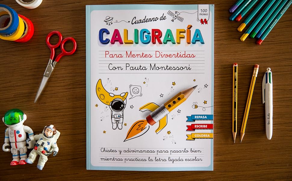 Cuaderno de Caligrafía para Mentes Divertidas con Pauta Montessori: Libro  de Caligrafía Niños 8 Años - 9 Años con Chistes y Adivinanzas para Mejorar  la Letra Ligada Escolar Divirtiéndose : Molisano, Elena: : Libros