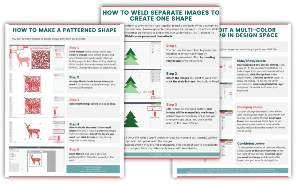 Cricut Design Space Tutorial Sheet Examples