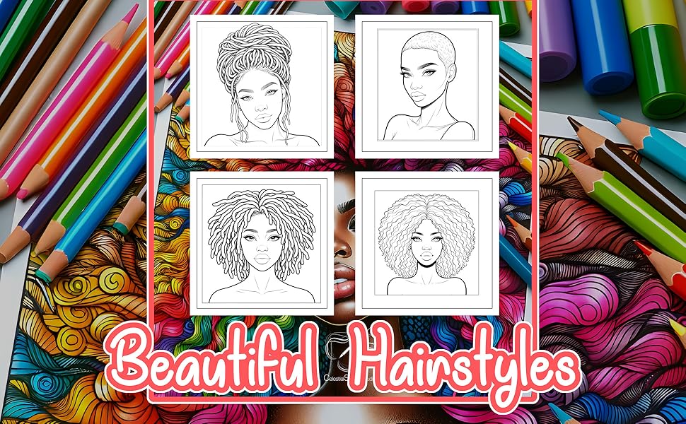 Black Woman Hairstyles Coloring Book