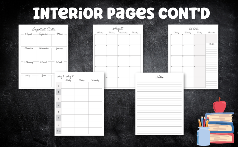 Teacher Planner 20222023 Academic Year Monthly and Weekly Layout