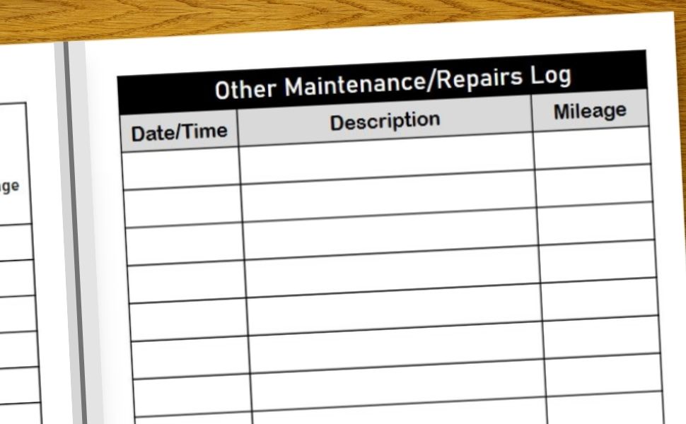 Vehicle Maintenance Log Book Repairs And Maintenance Record Book