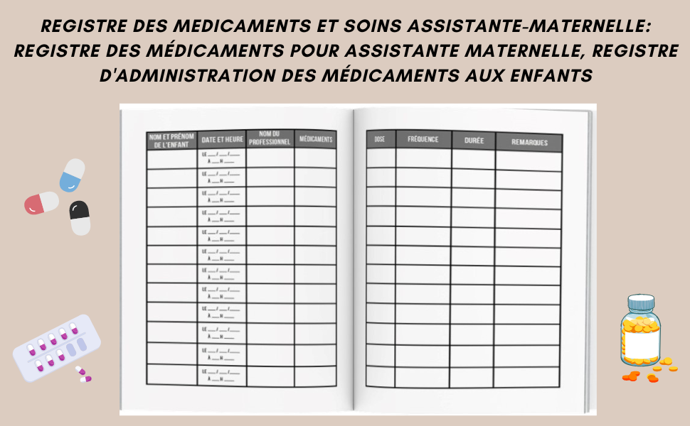 Registre Médicament Assmat à Imprimer Gratuit www.amazon.fr